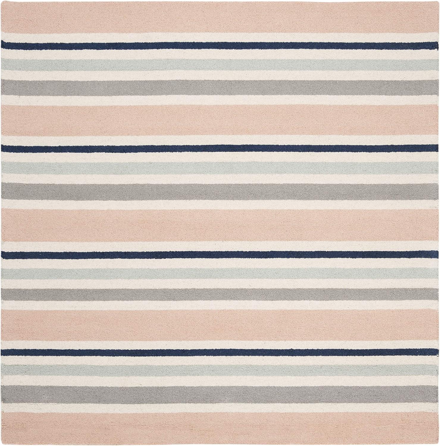 image:imageSAFAVIEH Kids Collection Area Rug 5 x 7 Ivory amp Multi Handmade Stripe Wool Ideal for High Traffic Areas in Living Room Bedroom SFK916AIvoryMulti