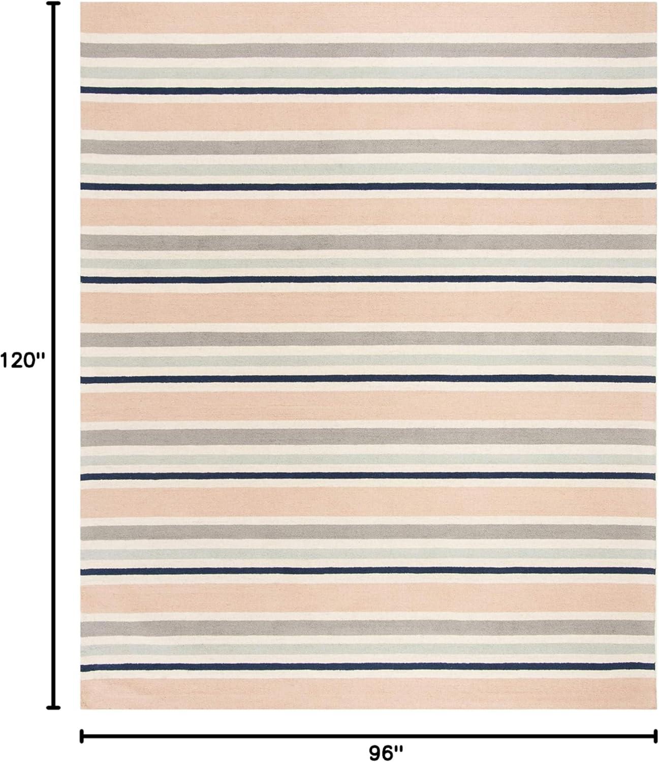 image:imageSAFAVIEH Kids Collection Area Rug 5 x 7 Ivory amp Multi Handmade Stripe Wool Ideal for High Traffic Areas in Living Room Bedroom SFK916AIvoryMulti