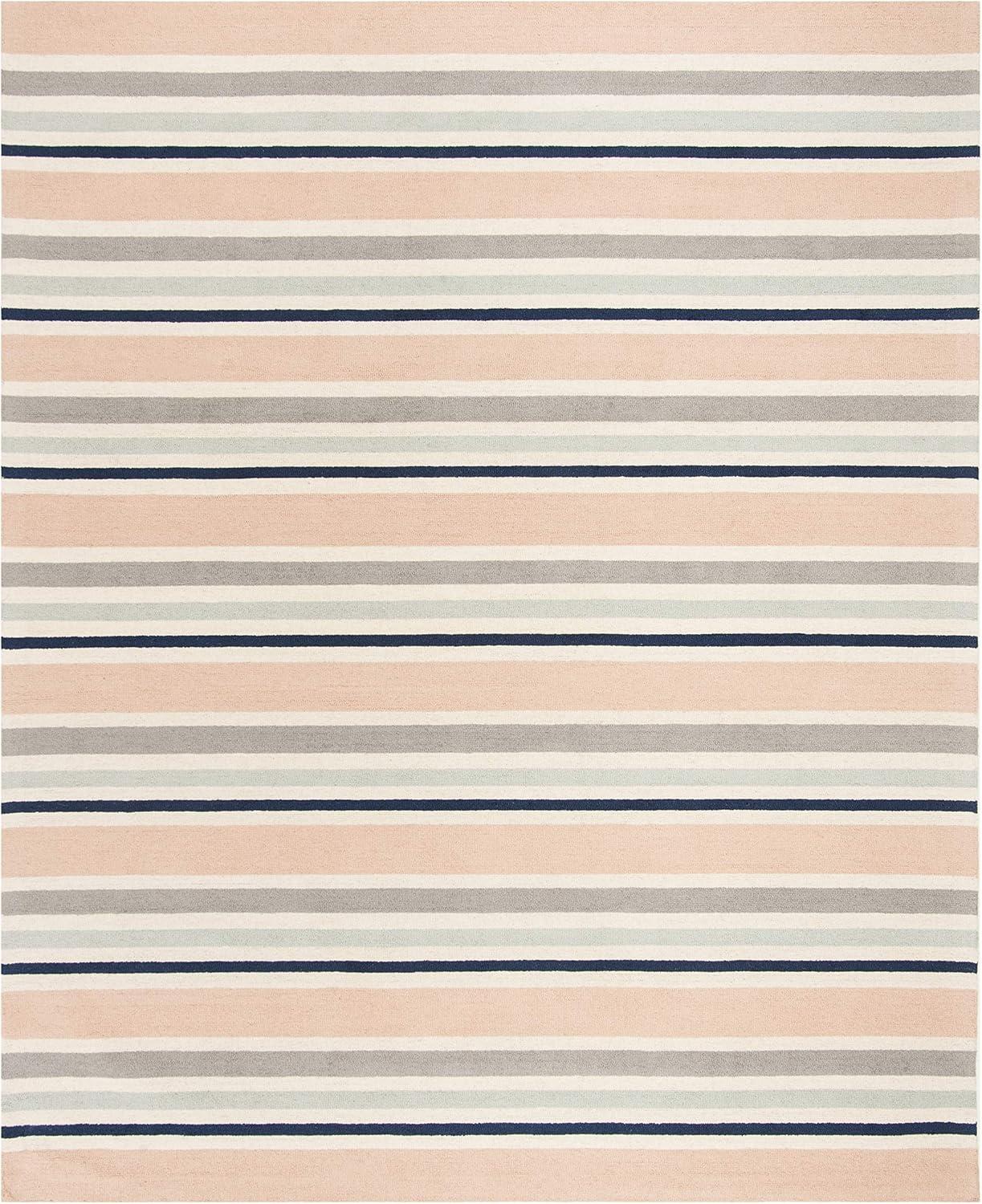image:imageSAFAVIEH Kids Collection Area Rug 5 x 7 Ivory amp Multi Handmade Stripe Wool Ideal for High Traffic Areas in Living Room Bedroom SFK916AIvoryMulti