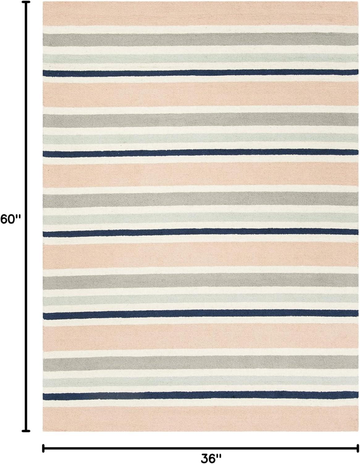 image:imageSAFAVIEH Kids Collection Area Rug 5 x 7 Ivory amp Multi Handmade Stripe Wool Ideal for High Traffic Areas in Living Room Bedroom SFK916AIvoryMulti