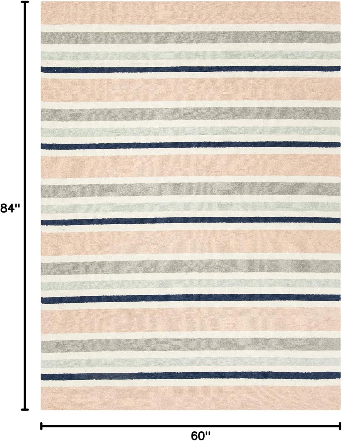image:imageSAFAVIEH Kids Collection Area Rug 5 x 7 Ivory amp Multi Handmade Stripe Wool Ideal for High Traffic Areas in Living Room Bedroom SFK916AIvoryMulti