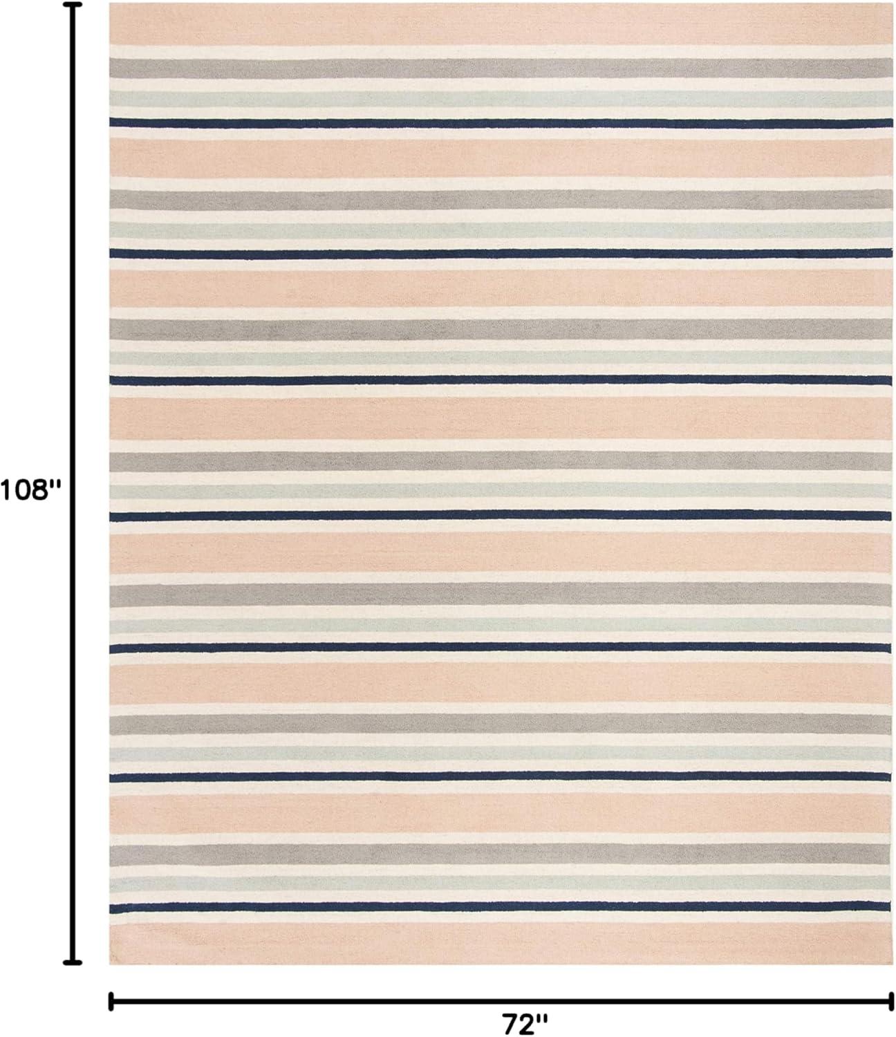 image:imageSAFAVIEH Kids Collection Area Rug 5 x 7 Ivory amp Multi Handmade Stripe Wool Ideal for High Traffic Areas in Living Room Bedroom SFK916AIvoryMulti