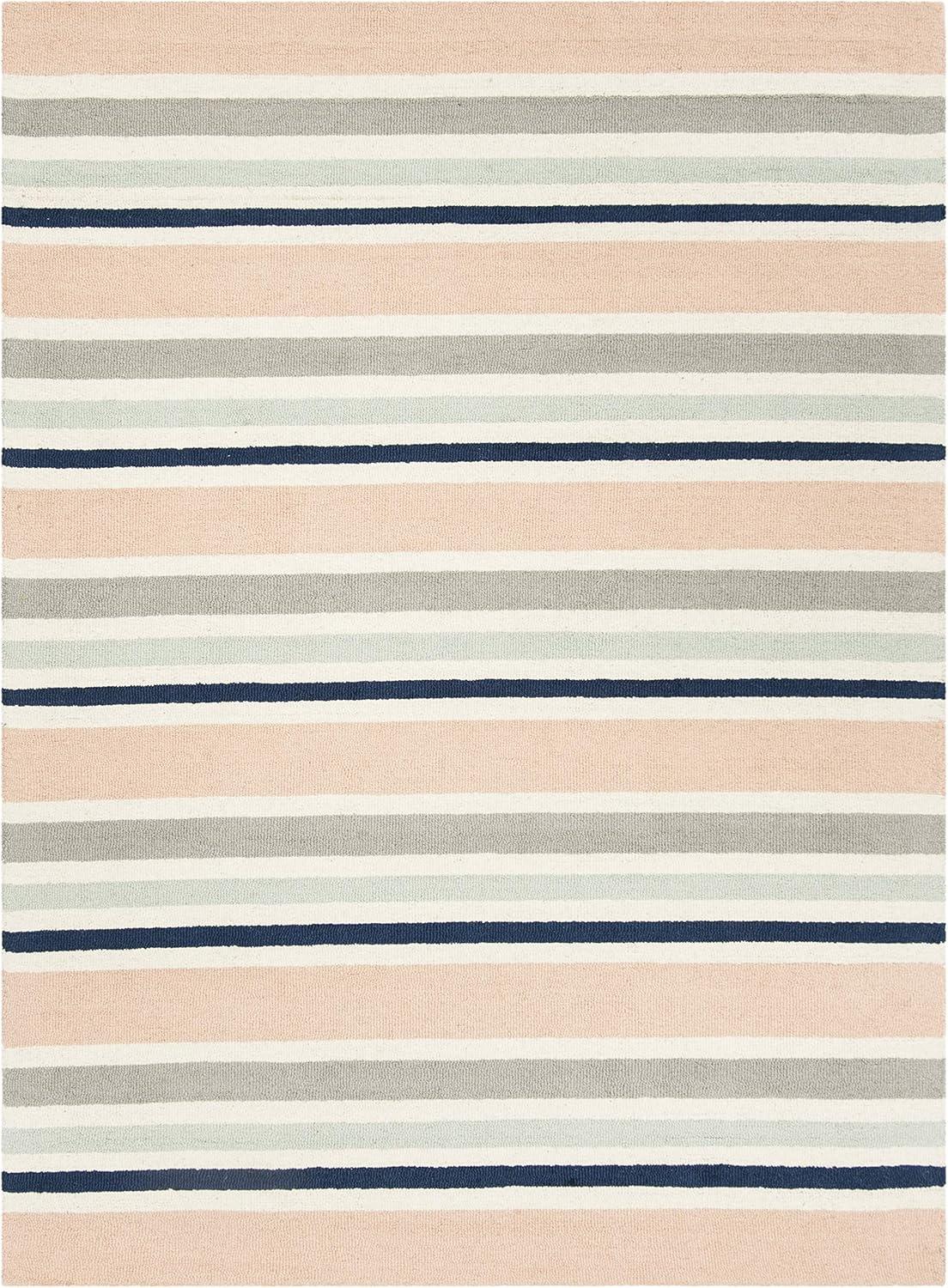 image:imageSAFAVIEH Kids Collection Area Rug 5 x 7 Ivory amp Multi Handmade Stripe Wool Ideal for High Traffic Areas in Living Room Bedroom SFK916AIvoryMulti