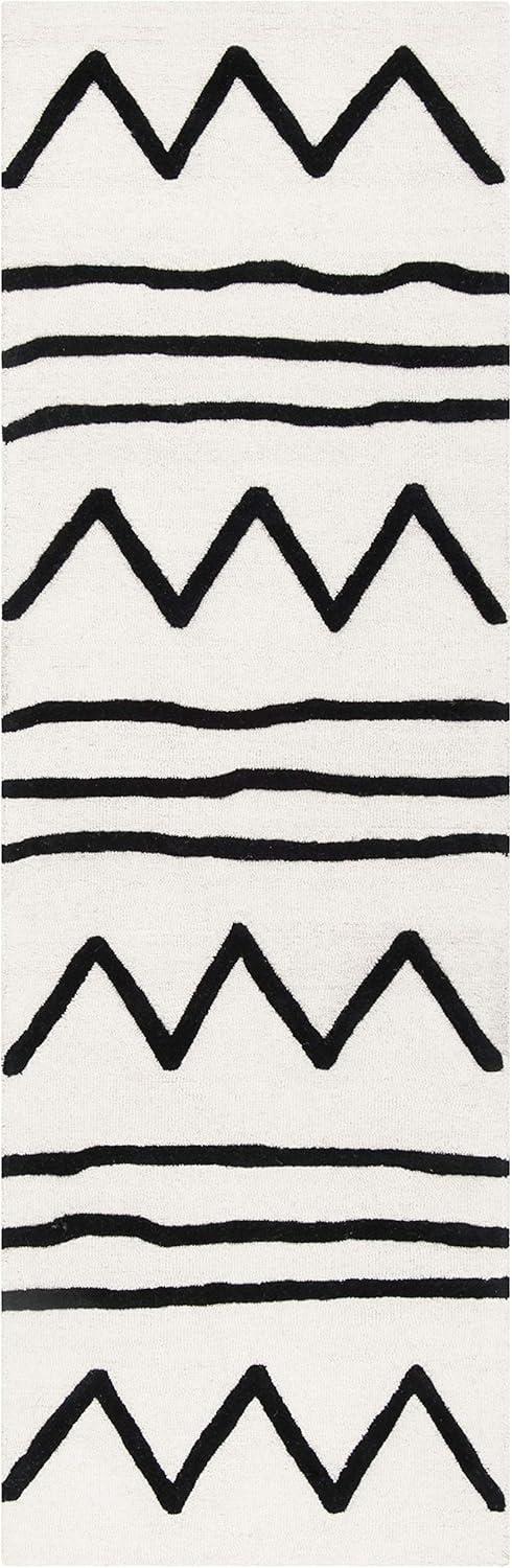 image:imageSAFAVIEH Kids Collection Area Rug 5 x 7 Navy amp Ivory Handmade Moroccan Wool Ideal for High Traffic Areas in Living Room Bedroom SFK907NIvoryBlack