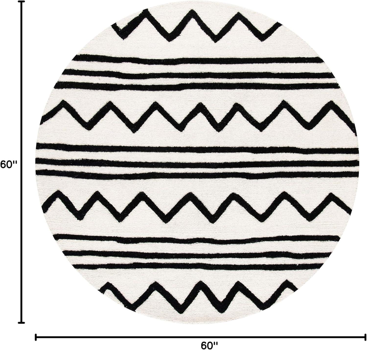 image:imageSAFAVIEH Kids Collection Area Rug 5 x 7 Navy amp Ivory Handmade Moroccan Wool Ideal for High Traffic Areas in Living Room Bedroom SFK907NIvoryBlack