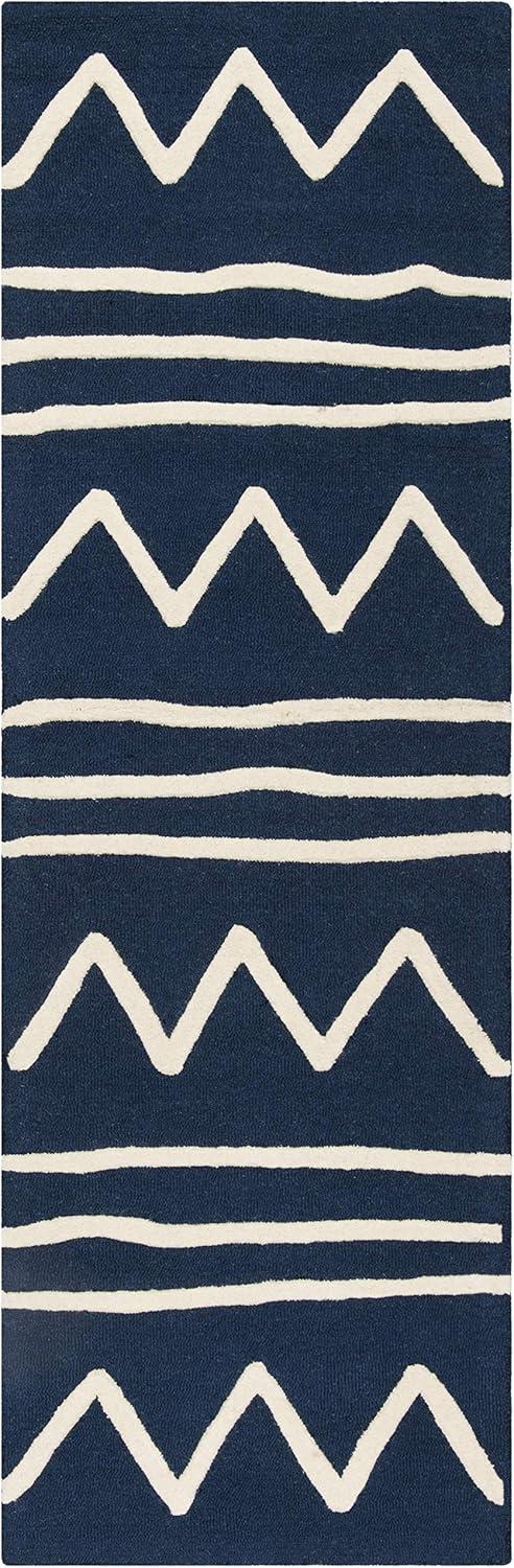 image:imageSAFAVIEH Kids Collection Area Rug 5 x 7 Navy amp Ivory Handmade Moroccan Wool Ideal for High Traffic Areas in Living Room Bedroom SFK907NNavyIvory