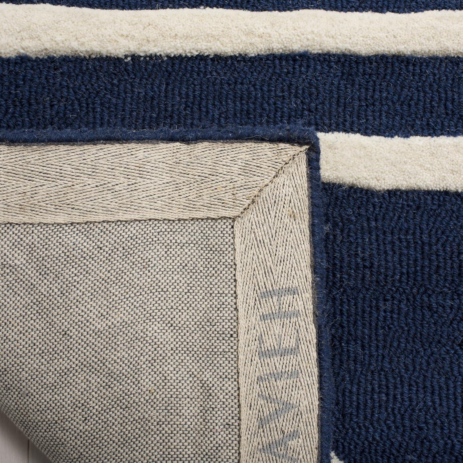 image:imageSAFAVIEH Kids Collection Area Rug 5 x 7 Navy amp Ivory Handmade Moroccan Wool Ideal for High Traffic Areas in Living Room Bedroom SFK907NNavyIvory