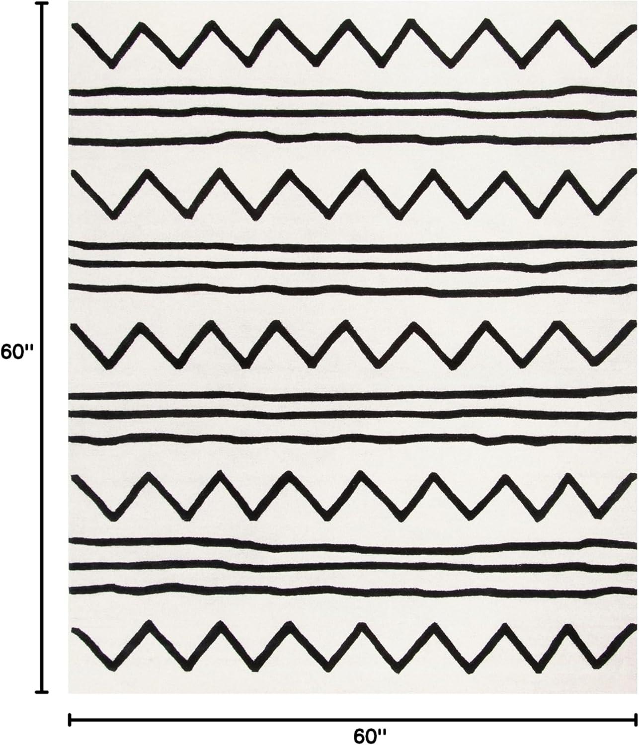 image:imageSAFAVIEH Kids Collection Area Rug 5 x 7 Navy amp Ivory Handmade Moroccan Wool Ideal for High Traffic Areas in Living Room Bedroom SFK907NNavyIvory