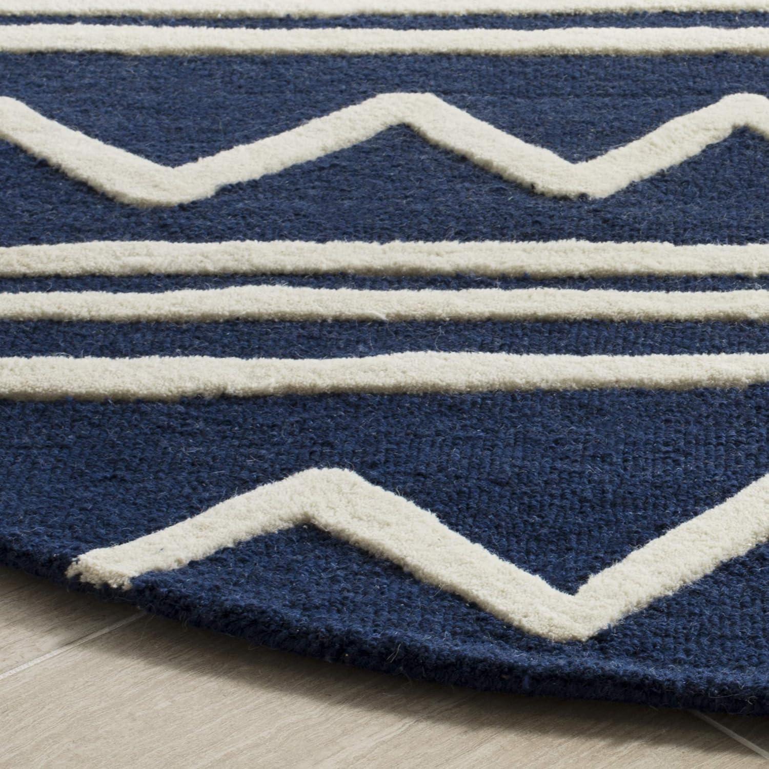 image:imageSAFAVIEH Kids Collection Area Rug 5 x 7 Navy amp Ivory Handmade Moroccan Wool Ideal for High Traffic Areas in Living Room Bedroom SFK907NNavyIvory