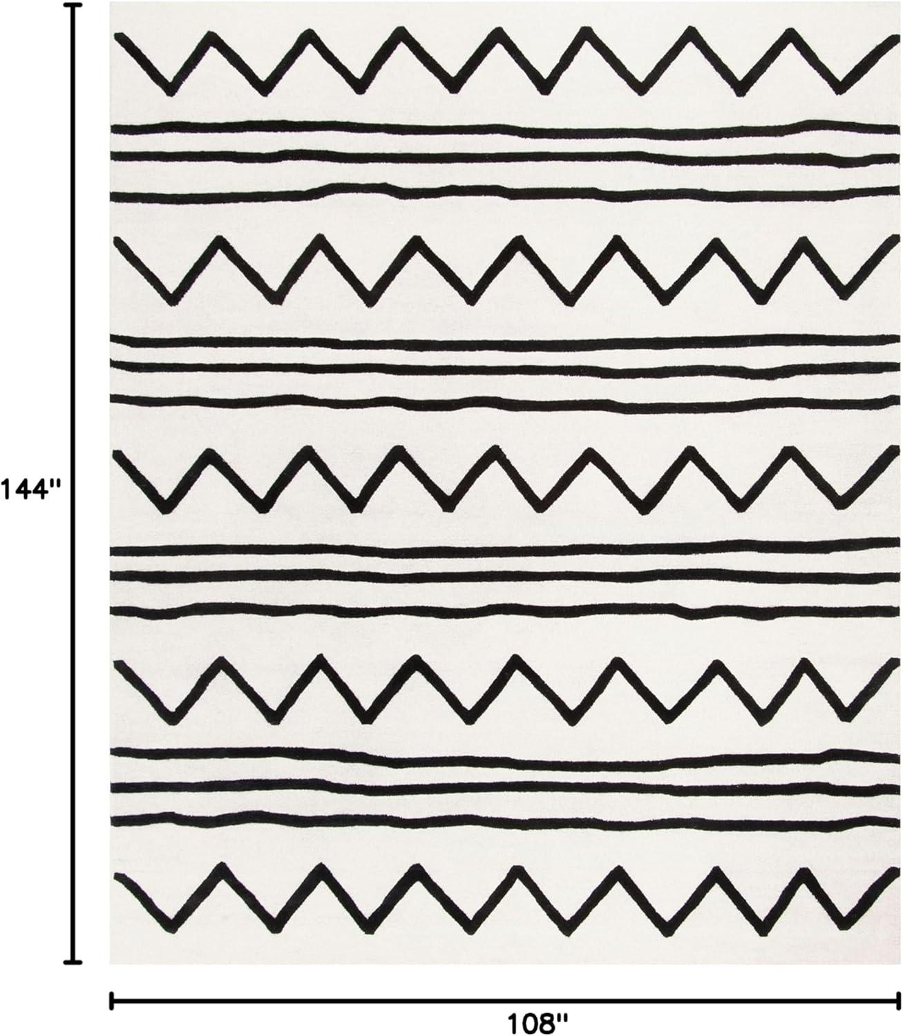 image:imageSAFAVIEH Kids Collection Area Rug 5 x 7 Navy amp Ivory Handmade Moroccan Wool Ideal for High Traffic Areas in Living Room Bedroom SFK907NNavyIvory