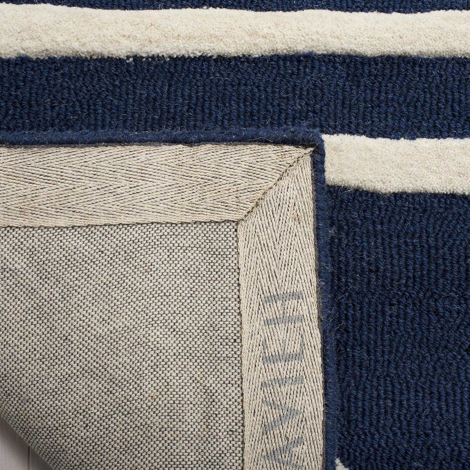 image:imageSAFAVIEH Kids Collection Area Rug 5 x 7 Navy amp Ivory Handmade Moroccan Wool Ideal for High Traffic Areas in Living Room Bedroom SFK907NNavyIvory