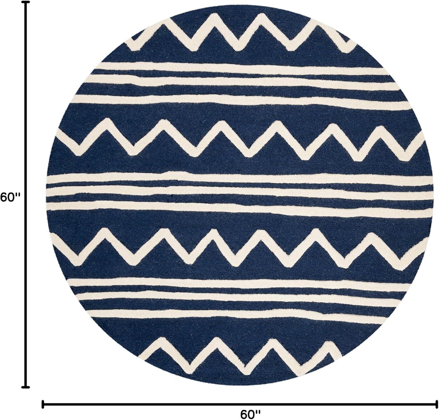 image:imageSAFAVIEH Kids Collection Area Rug 5 x 7 Navy amp Ivory Handmade Moroccan Wool Ideal for High Traffic Areas in Living Room Bedroom SFK907NNavyIvory