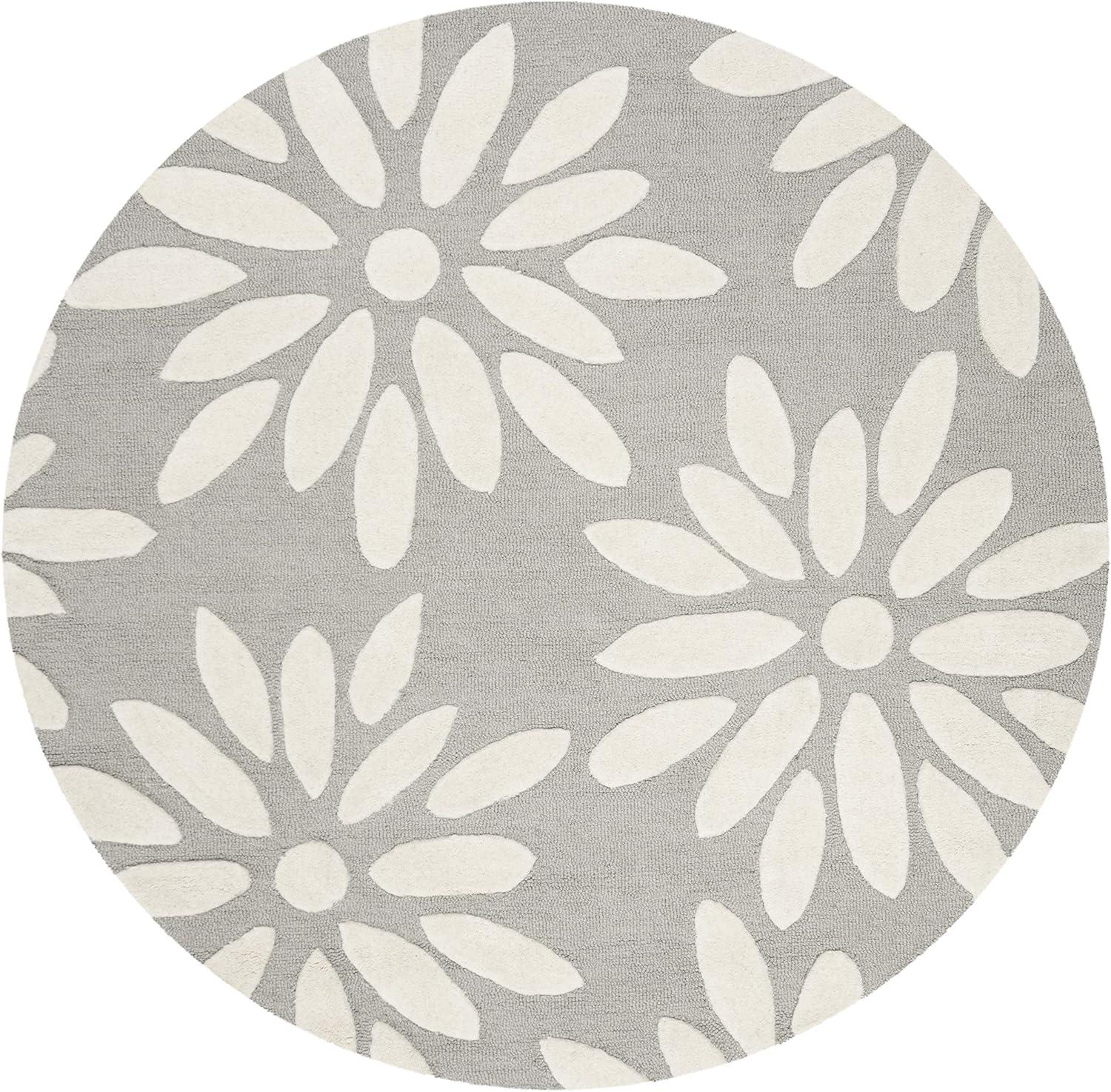 image:imageSAFAVIEH Kids Collection Area Rug 5 x 7 Pink amp Ivory Handmade Daisy Wool Ideal for High Traffic Areas in Living Room Bedroom SFK914PGreyIvory