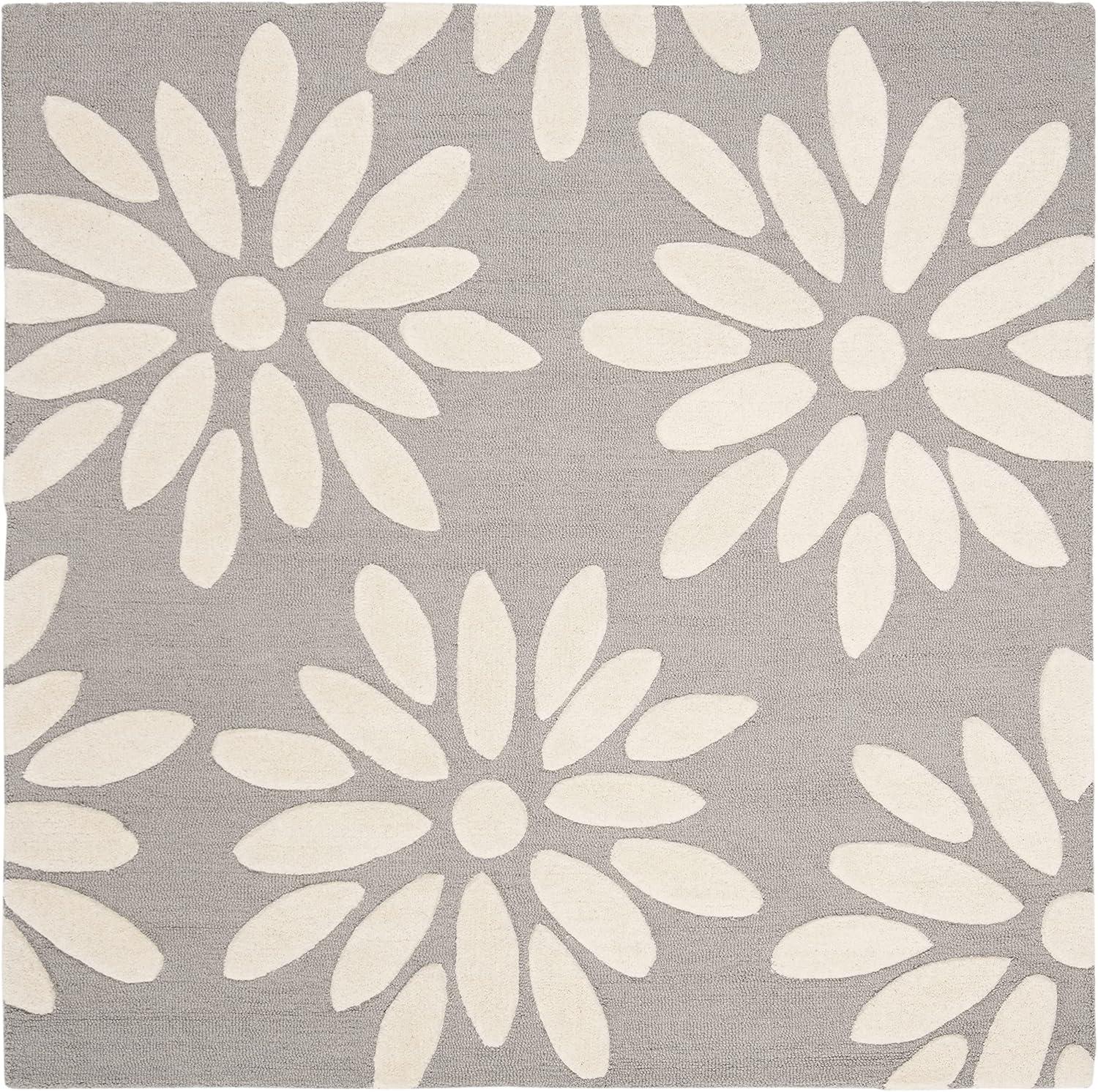 image:imageSAFAVIEH Kids Collection Area Rug 5 x 7 Pink amp Ivory Handmade Daisy Wool Ideal for High Traffic Areas in Living Room Bedroom SFK914PGreyIvory