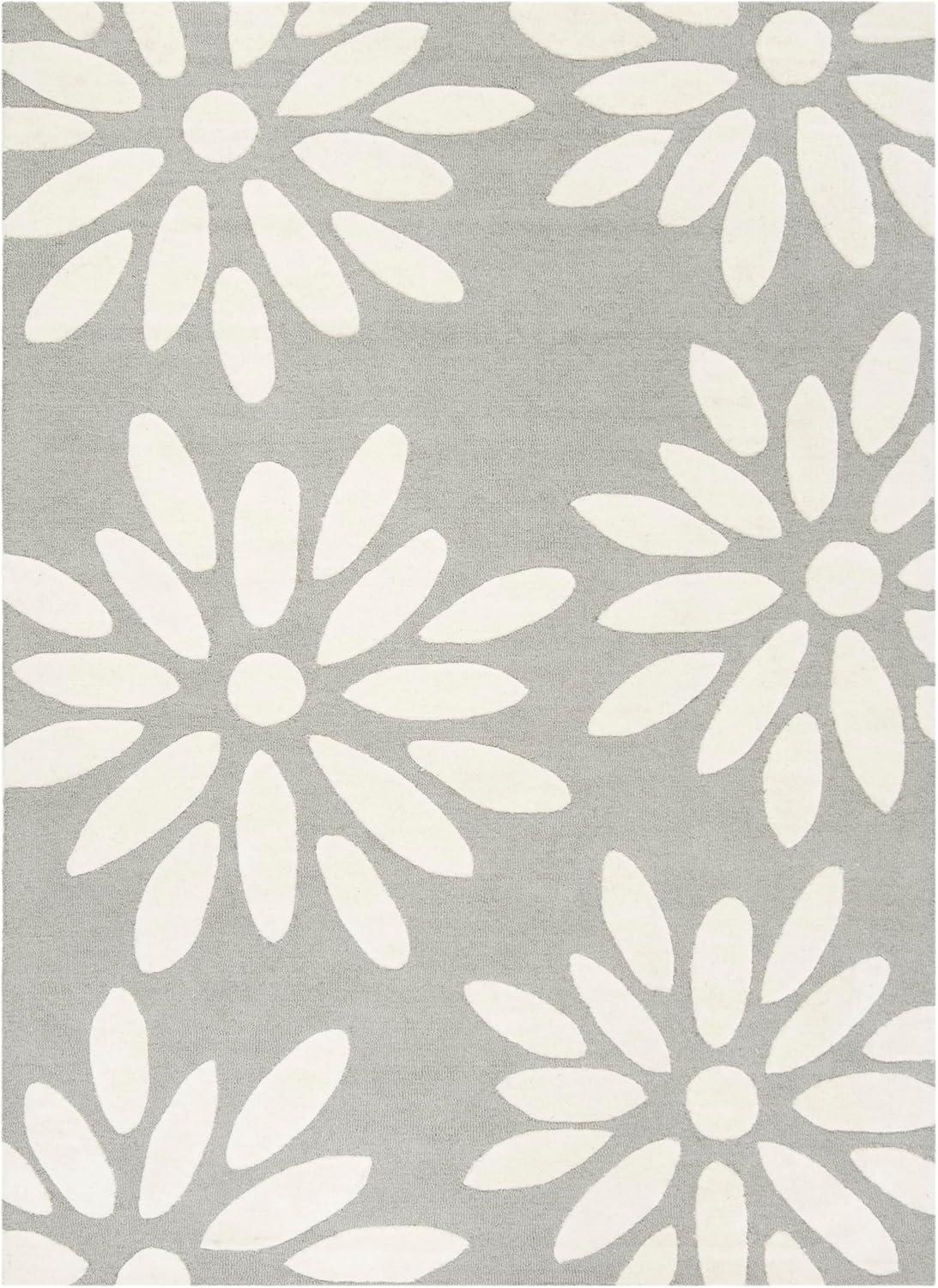 image:imageSAFAVIEH Kids Collection Area Rug 5 x 7 Pink amp Ivory Handmade Daisy Wool Ideal for High Traffic Areas in Living Room Bedroom SFK914PGreyIvory