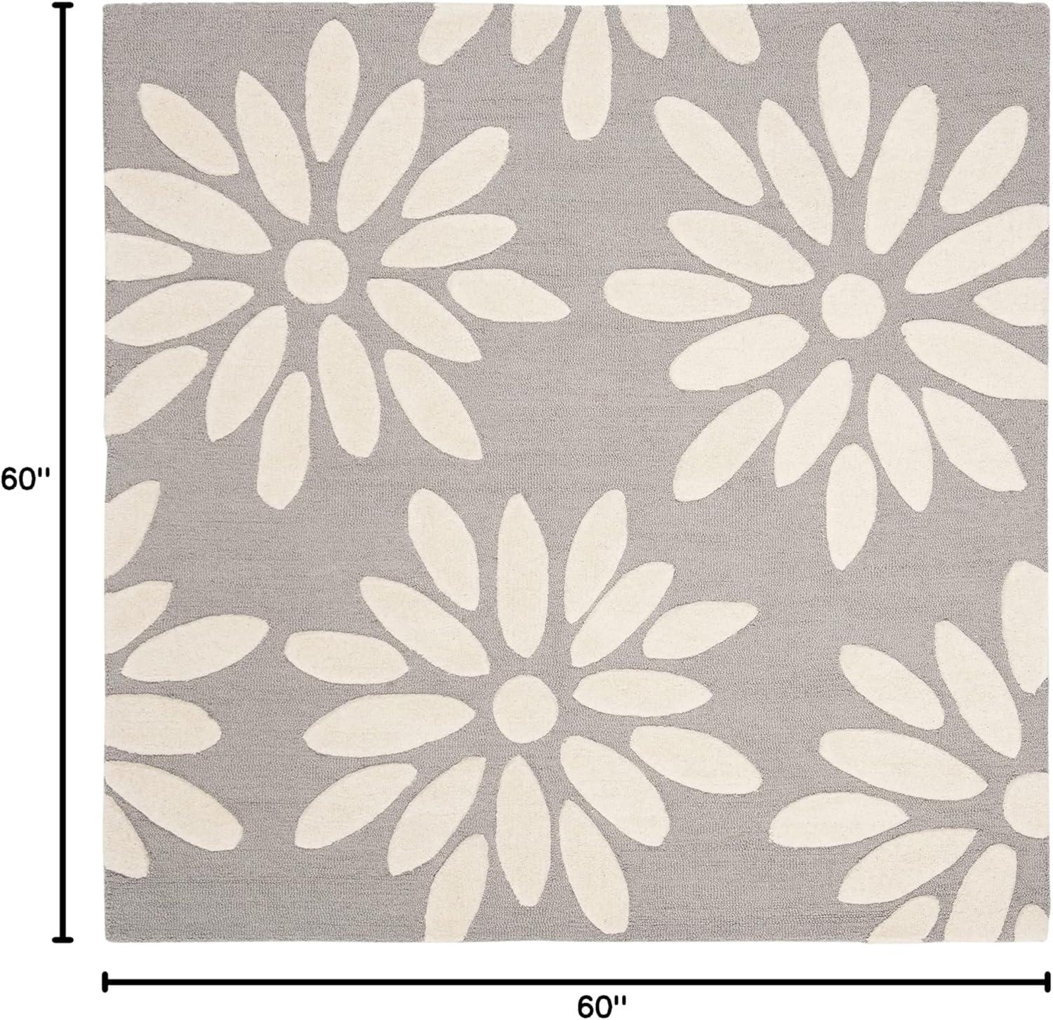 image:imageSAFAVIEH Kids Collection Area Rug 5 x 7 Pink amp Ivory Handmade Daisy Wool Ideal for High Traffic Areas in Living Room Bedroom SFK914PGreyIvory