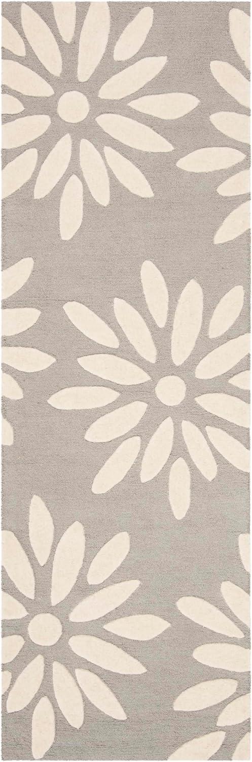 image:imageSAFAVIEH Kids Collection Area Rug 5 x 7 Pink amp Ivory Handmade Daisy Wool Ideal for High Traffic Areas in Living Room Bedroom SFK914PGreyIvory