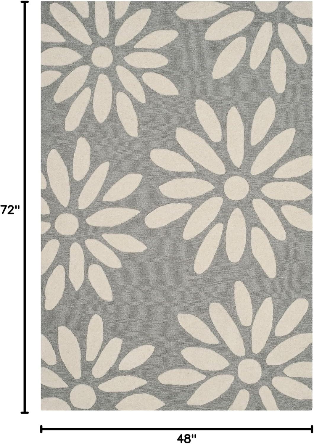 image:imageSAFAVIEH Kids Collection Area Rug 5 x 7 Pink amp Ivory Handmade Daisy Wool Ideal for High Traffic Areas in Living Room Bedroom SFK914PGreyIvory
