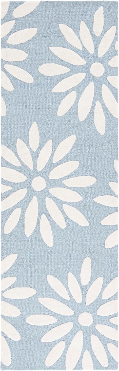 image:imageSAFAVIEH Kids Collection Area Rug 5 x 7 Pink amp Ivory Handmade Daisy Wool Ideal for High Traffic Areas in Living Room Bedroom SFK914PLight Blue Ivory