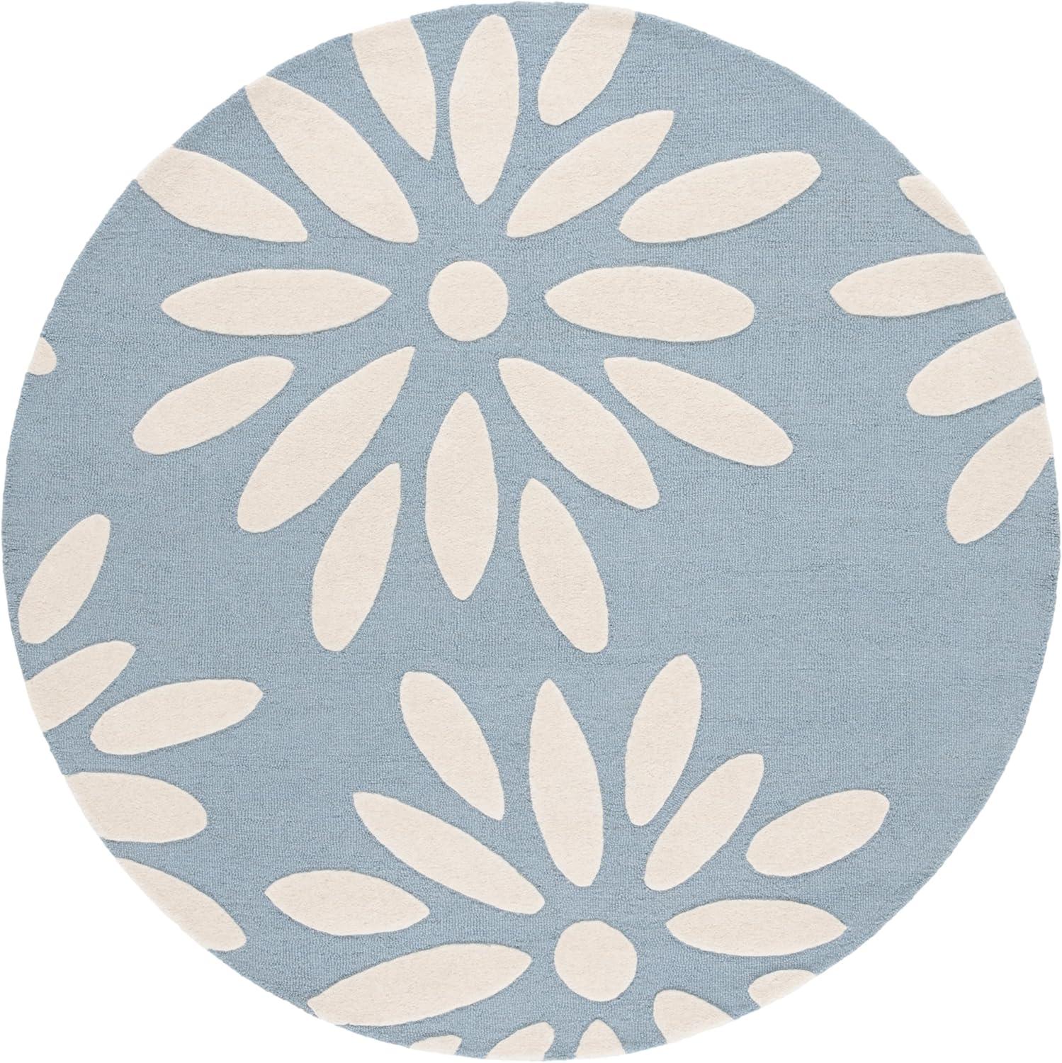 image:imageSAFAVIEH Kids Collection Area Rug 5 x 7 Pink amp Ivory Handmade Daisy Wool Ideal for High Traffic Areas in Living Room Bedroom SFK914PLight Blue Ivory