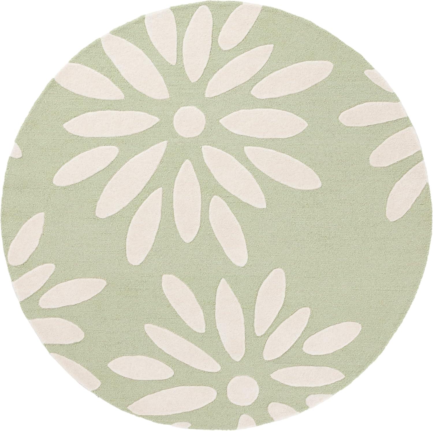 image:imageSAFAVIEH Kids Collection Area Rug 5 x 7 Pink amp Ivory Handmade Daisy Wool Ideal for High Traffic Areas in Living Room Bedroom SFK914PSageIvory