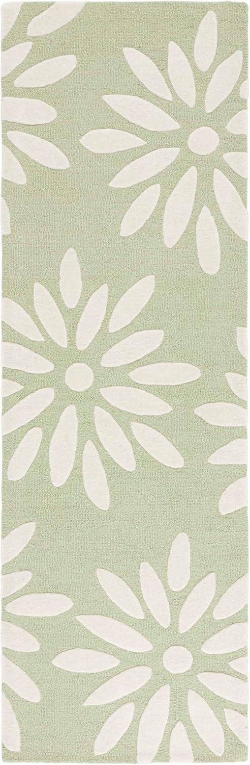 image:imageSAFAVIEH Kids Collection Area Rug 5 x 7 Pink amp Ivory Handmade Daisy Wool Ideal for High Traffic Areas in Living Room Bedroom SFK914PSageIvory