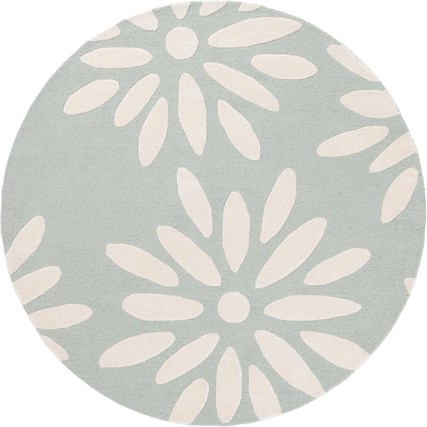 image:imageSAFAVIEH Kids Collection Area Rug 5 x 7 Pink amp Ivory Handmade Daisy Wool Ideal for High Traffic Areas in Living Room Bedroom SFK914PTealIvory