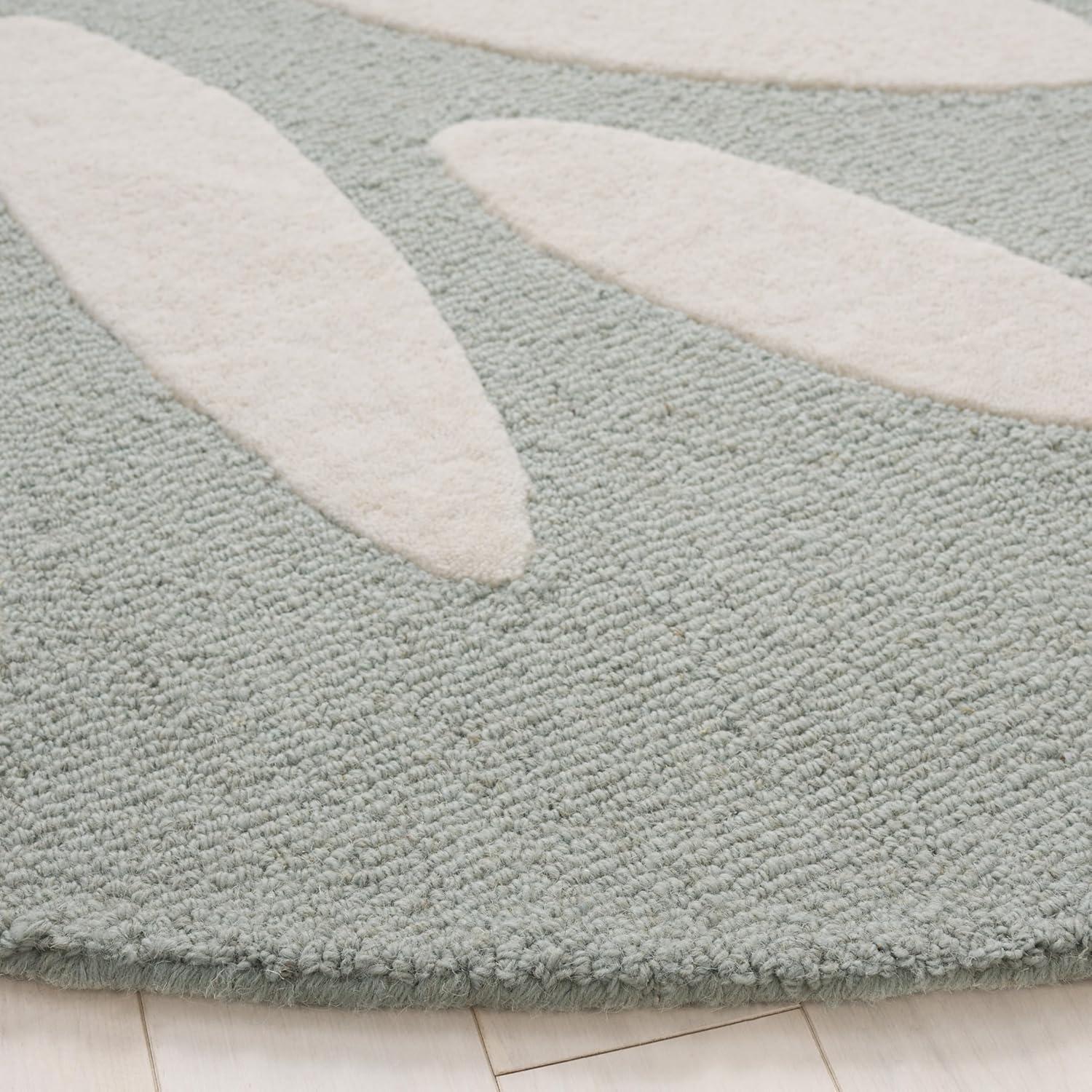 image:imageSAFAVIEH Kids Collection Area Rug 5 x 7 Pink amp Ivory Handmade Daisy Wool Ideal for High Traffic Areas in Living Room Bedroom SFK914PTealIvory