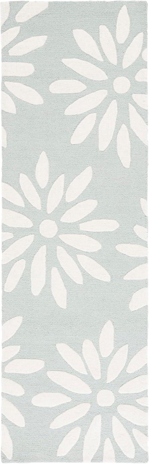 image:imageSAFAVIEH Kids Collection Area Rug 5 x 7 Pink amp Ivory Handmade Daisy Wool Ideal for High Traffic Areas in Living Room Bedroom SFK914PTealIvory