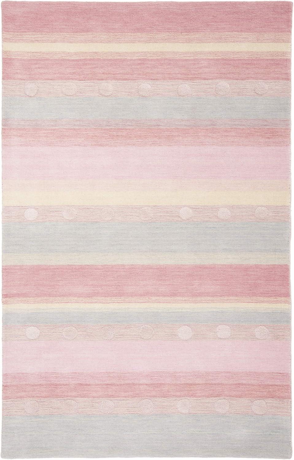 image:imageSAFAVIEH Kids Collection Area Rug 5 x 8 Aqua amp Ivory Handmade Stripe Wool Ideal for High Traffic Areas in Living Room Bedroom SFK801JLight BluePink