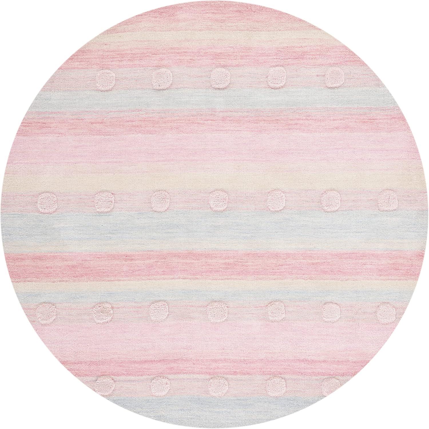 image:imageSAFAVIEH Kids Collection Area Rug 5 x 8 Aqua amp Ivory Handmade Stripe Wool Ideal for High Traffic Areas in Living Room Bedroom SFK801JLight BluePink