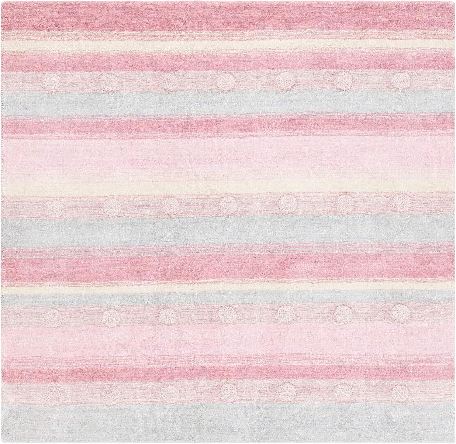 image:imageSAFAVIEH Kids Collection Area Rug 5 x 8 Aqua amp Ivory Handmade Stripe Wool Ideal for High Traffic Areas in Living Room Bedroom SFK801JLight BluePink