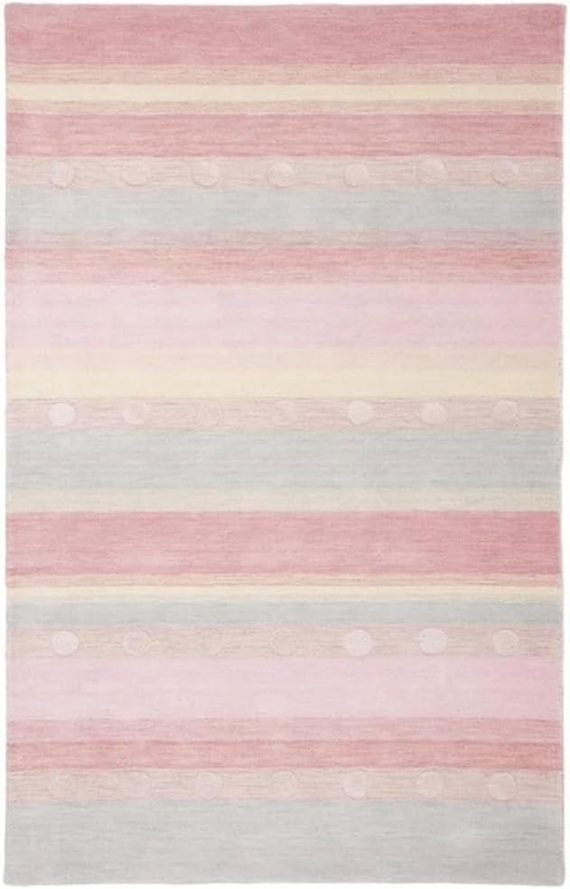 image:imageSAFAVIEH Kids Collection Area Rug 5 x 8 Aqua amp Ivory Handmade Stripe Wool Ideal for High Traffic Areas in Living Room Bedroom SFK801JLight BluePink