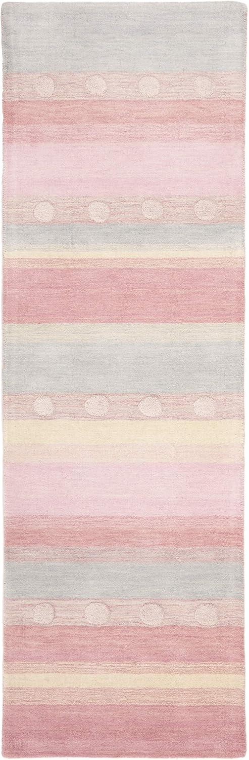 image:imageSAFAVIEH Kids Collection Area Rug 5 x 8 Aqua amp Ivory Handmade Stripe Wool Ideal for High Traffic Areas in Living Room Bedroom SFK801JLight BluePink