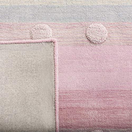 image:imageSAFAVIEH Kids Collection Area Rug 5 x 8 Aqua amp Ivory Handmade Stripe Wool Ideal for High Traffic Areas in Living Room Bedroom SFK801JLight BluePink