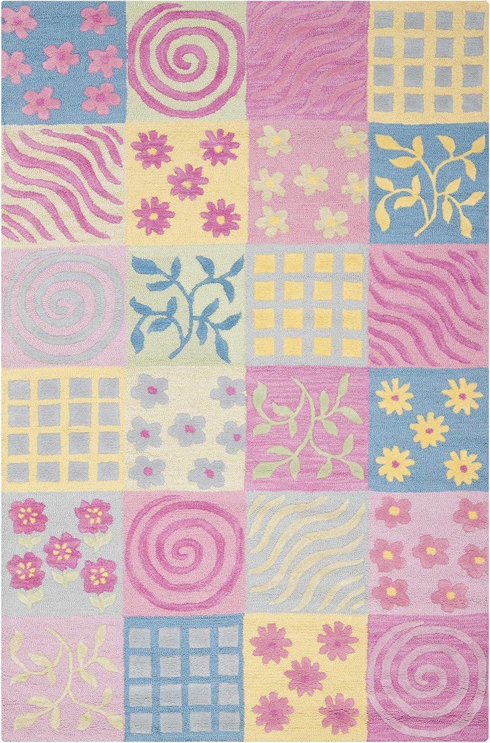 image:imageSAFAVIEH Kids Collection Area Rug 5 x 8 Pink amp Multi Handmade Floral Wool Ideal for High Traffic Areas in Living Room Bedroom SFK356APinkMulti