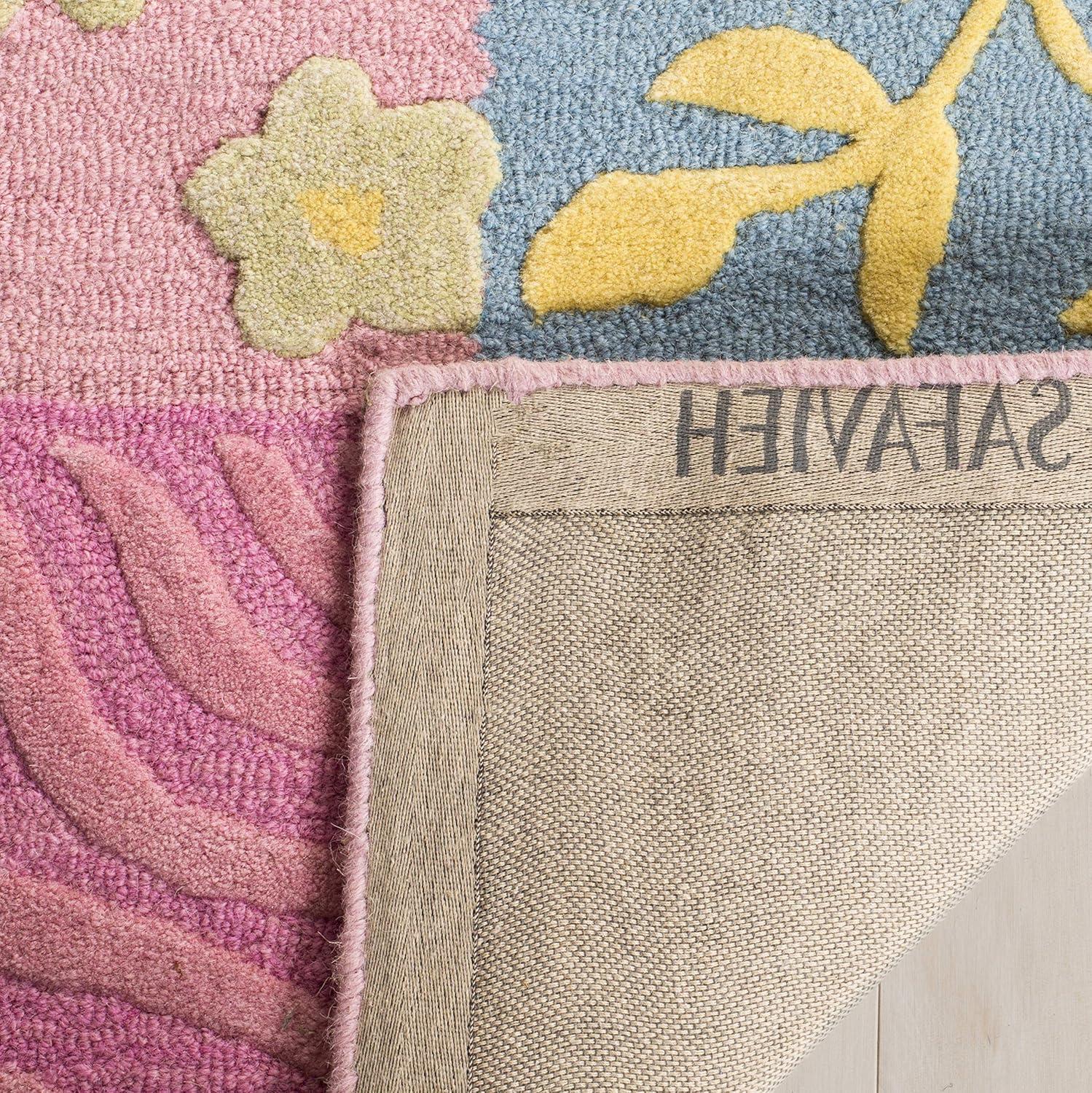 image:imageSAFAVIEH Kids Collection Area Rug 5 x 8 Pink amp Multi Handmade Floral Wool Ideal for High Traffic Areas in Living Room Bedroom SFK356APinkMulti