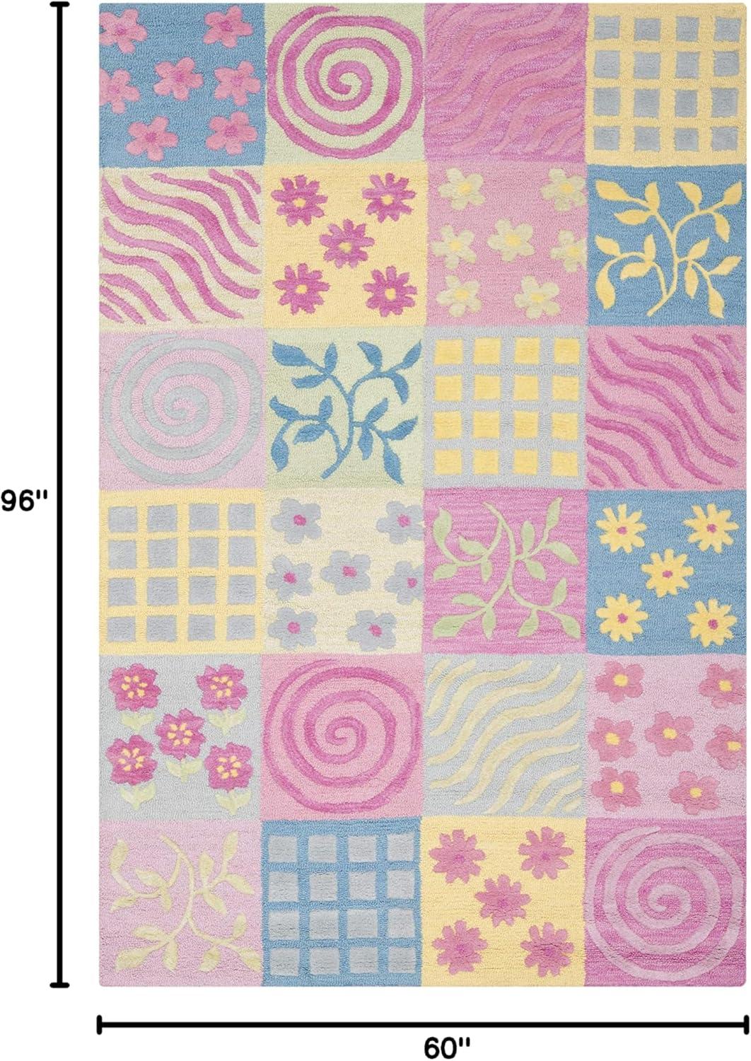 image:imageSAFAVIEH Kids Collection Area Rug 5 x 8 Pink amp Multi Handmade Floral Wool Ideal for High Traffic Areas in Living Room Bedroom SFK356APinkMulti