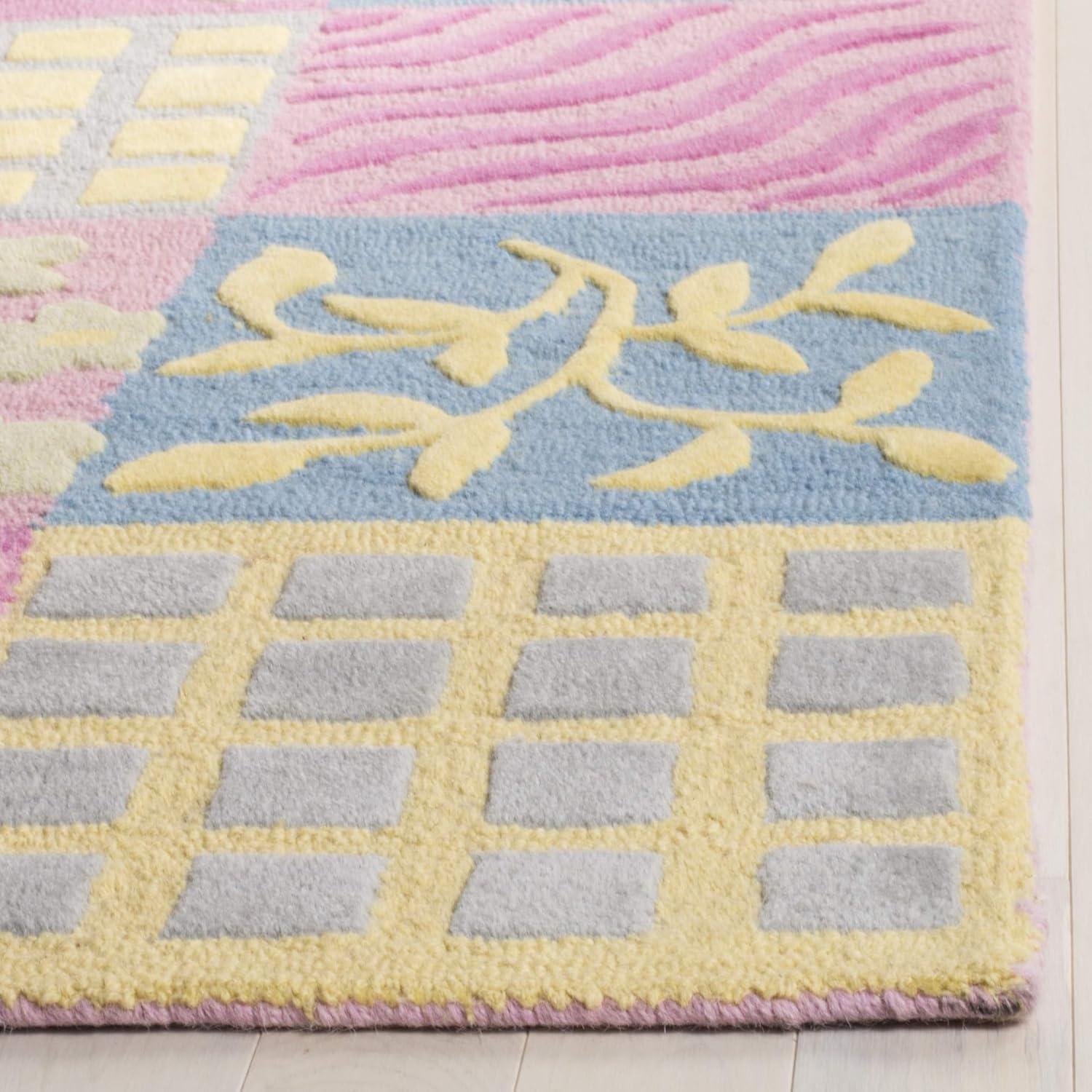 image:imageSAFAVIEH Kids Collection Area Rug 5 x 8 Pink amp Multi Handmade Floral Wool Ideal for High Traffic Areas in Living Room Bedroom SFK356APinkMulti