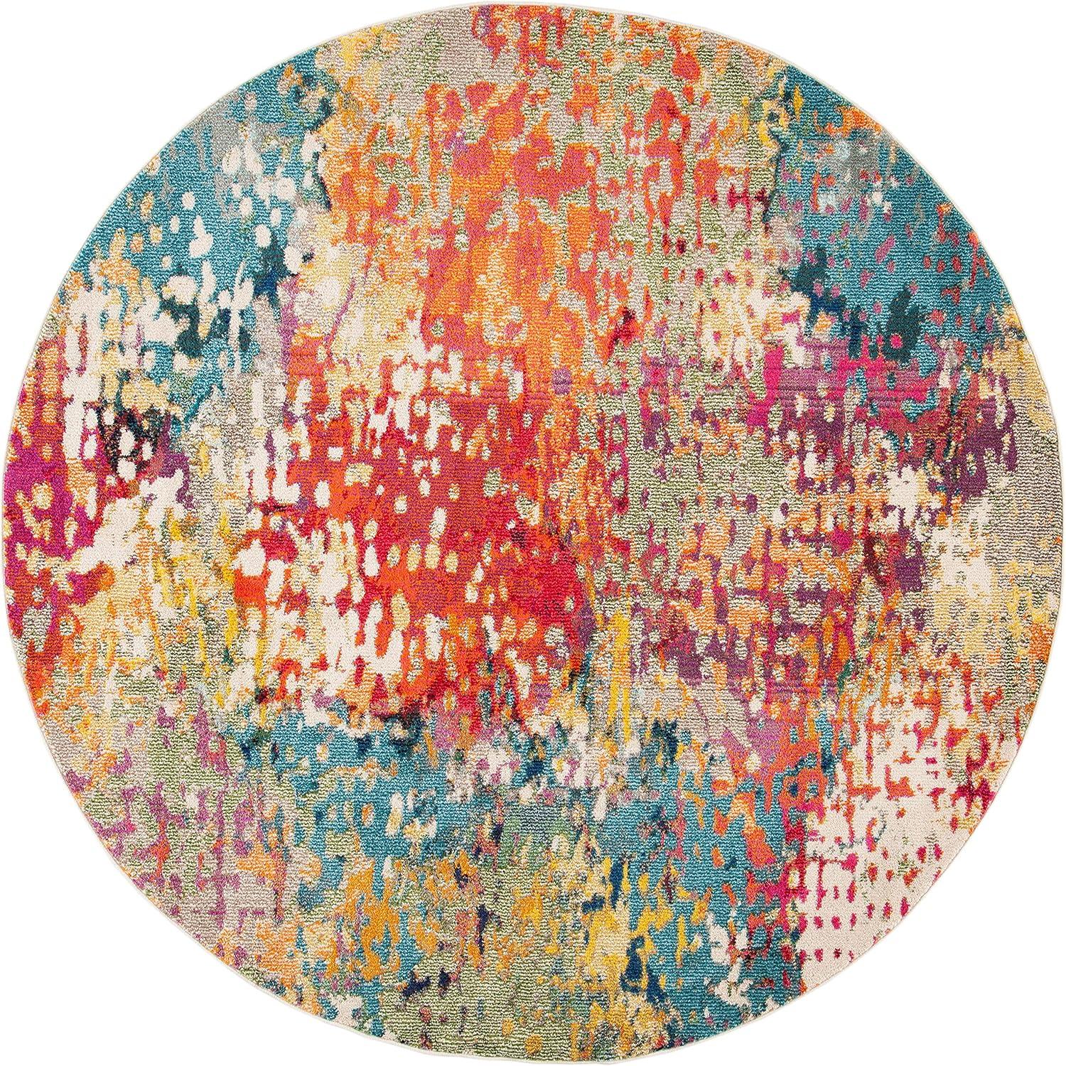 image:imageSAFAVIEH Madison Collection Area Rug 53 x 76 Ivory amp Multi Boho Abstract Distressed Design NonShedding amp Easy Care Ideal for High Traffic Areas in Living Room Bedroom MAD429CIvoryMulti