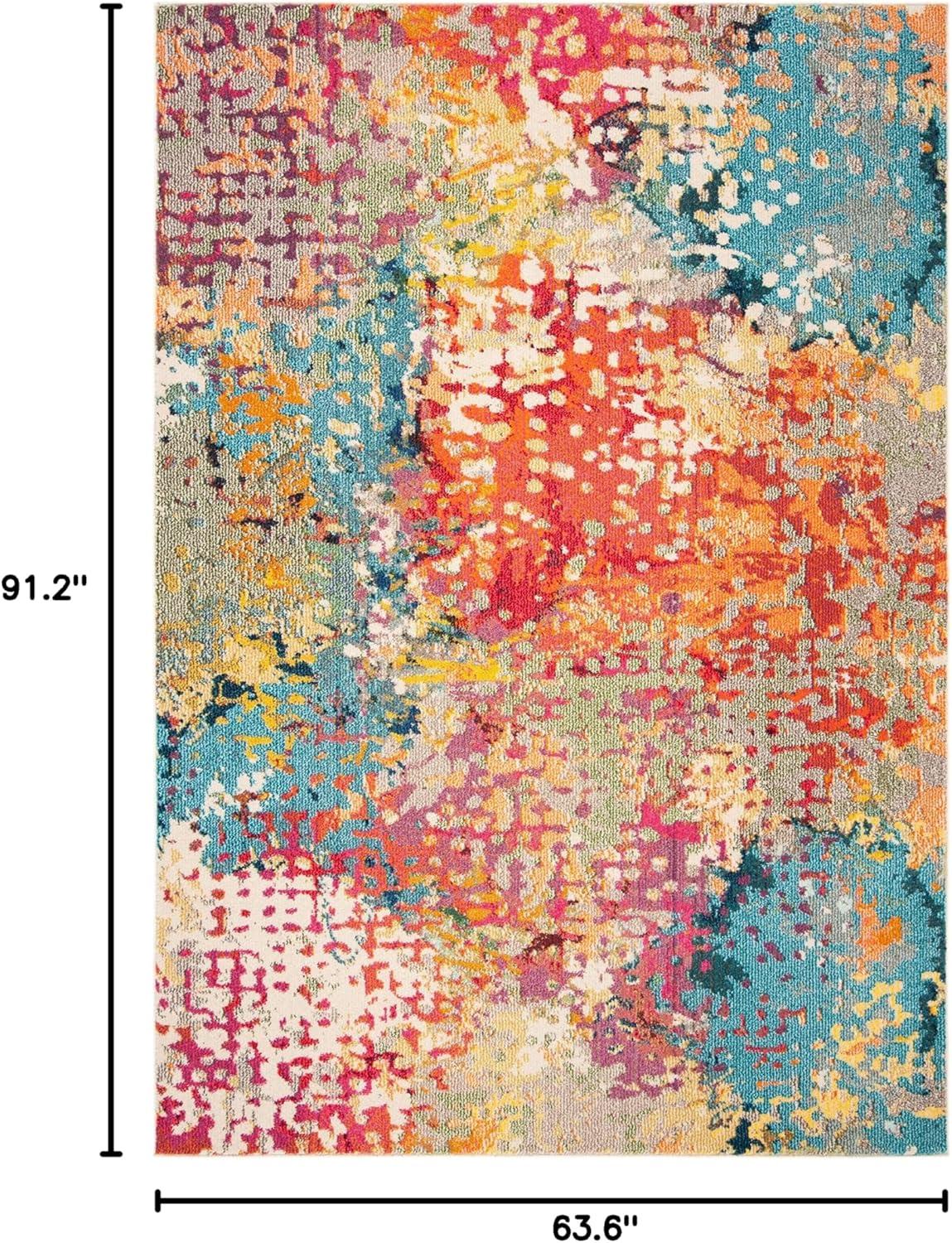 image:imageSAFAVIEH Madison Collection Area Rug 53 x 76 Ivory amp Multi Boho Abstract Distressed Design NonShedding amp Easy Care Ideal for High Traffic Areas in Living Room Bedroom MAD429CIvoryMulti