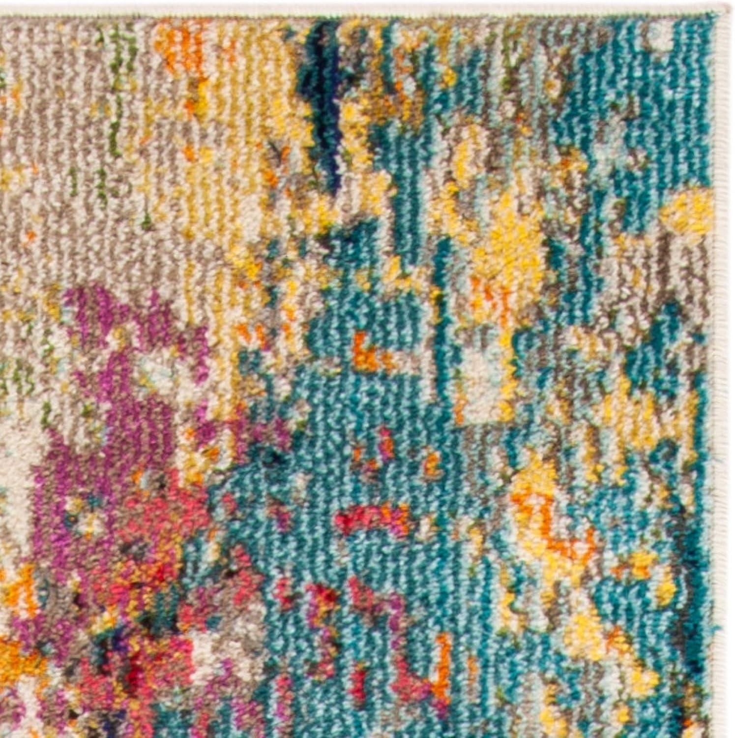 image:imageSAFAVIEH Madison Collection Area Rug 53 x 76 Ivory amp Multi Boho Abstract Distressed Design NonShedding amp Easy Care Ideal for High Traffic Areas in Living Room Bedroom MAD429CIvoryMulti