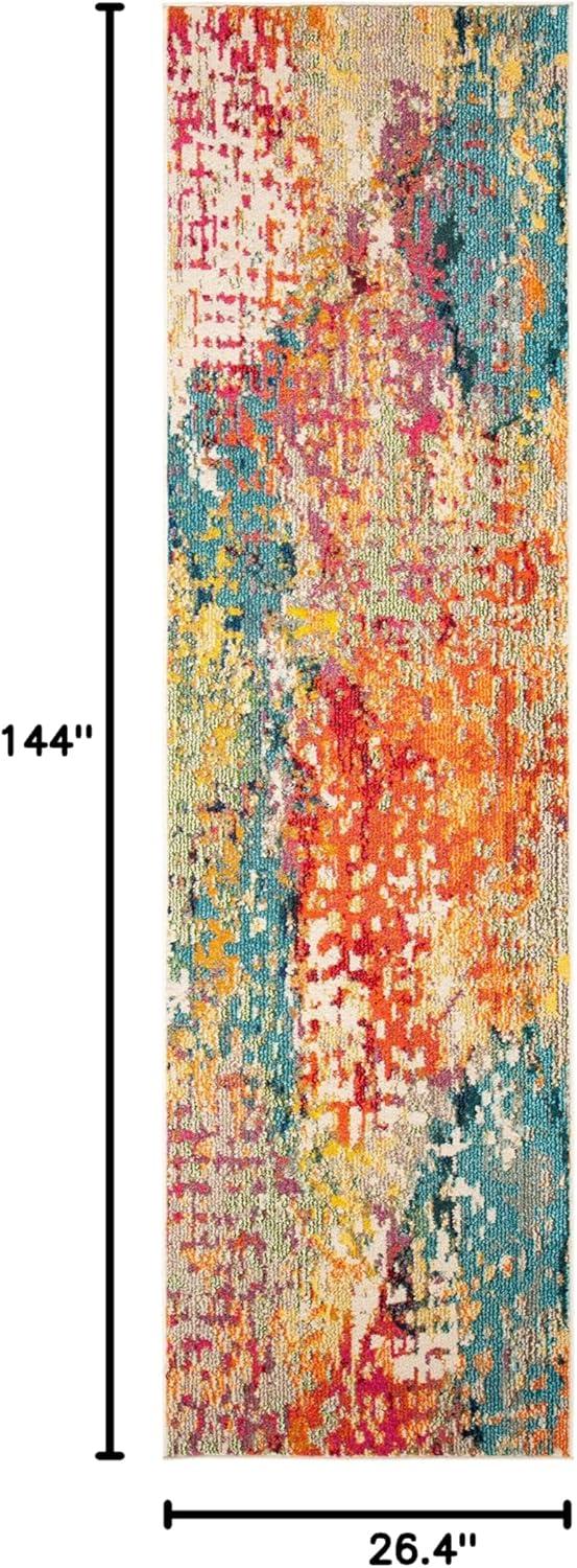 image:imageSAFAVIEH Madison Collection Area Rug 53 x 76 Ivory amp Multi Boho Abstract Distressed Design NonShedding amp Easy Care Ideal for High Traffic Areas in Living Room Bedroom MAD429CIvoryMulti