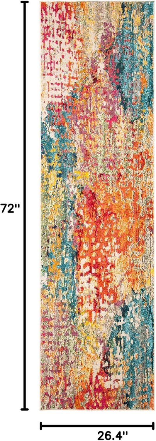 image:imageSAFAVIEH Madison Collection Area Rug 53 x 76 Ivory amp Multi Boho Abstract Distressed Design NonShedding amp Easy Care Ideal for High Traffic Areas in Living Room Bedroom MAD429CIvoryMulti