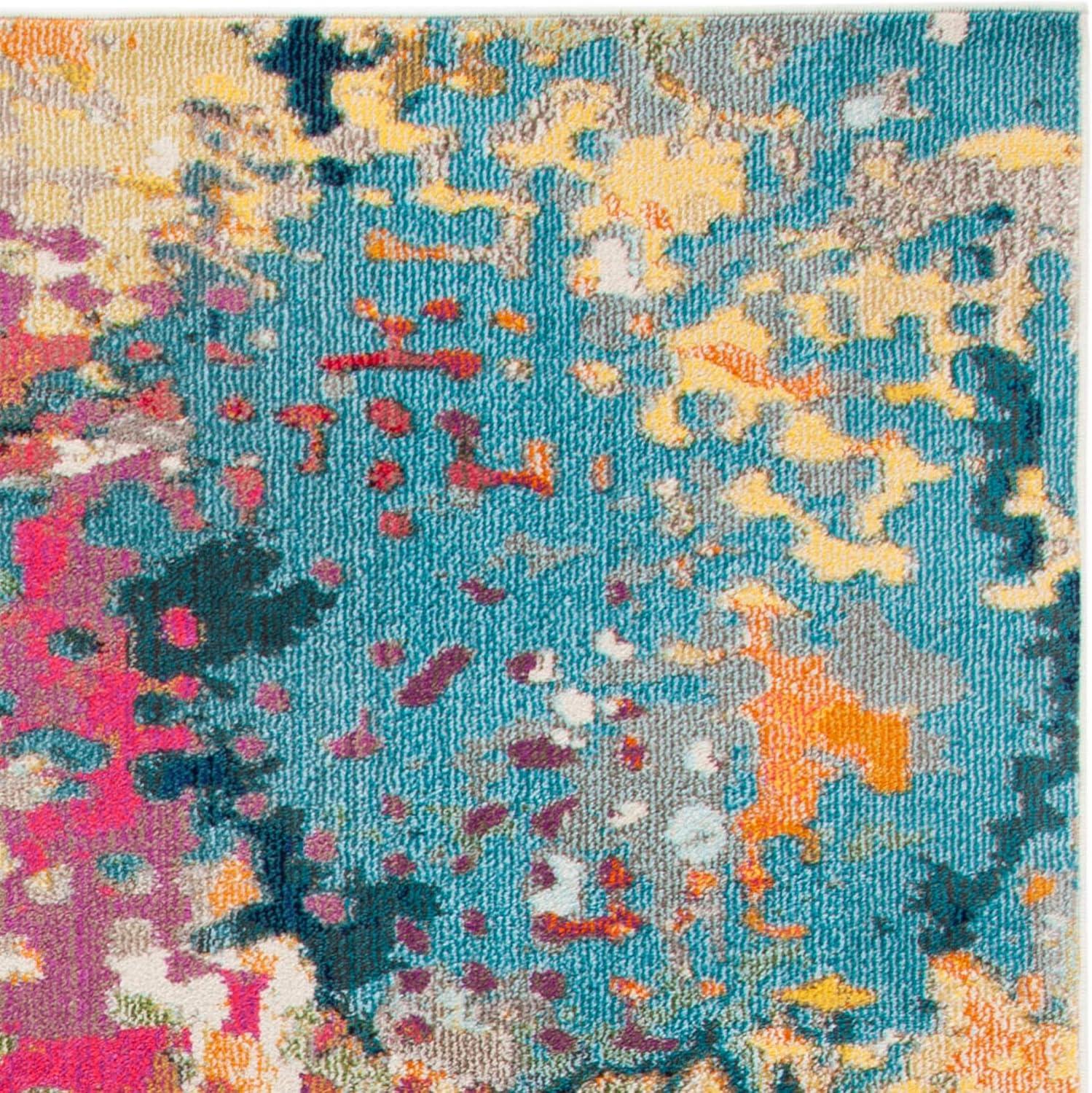 image:imageSAFAVIEH Madison Collection Area Rug 53 x 76 Ivory amp Multi Boho Abstract Distressed Design NonShedding amp Easy Care Ideal for High Traffic Areas in Living Room Bedroom MAD429CIvoryMulti