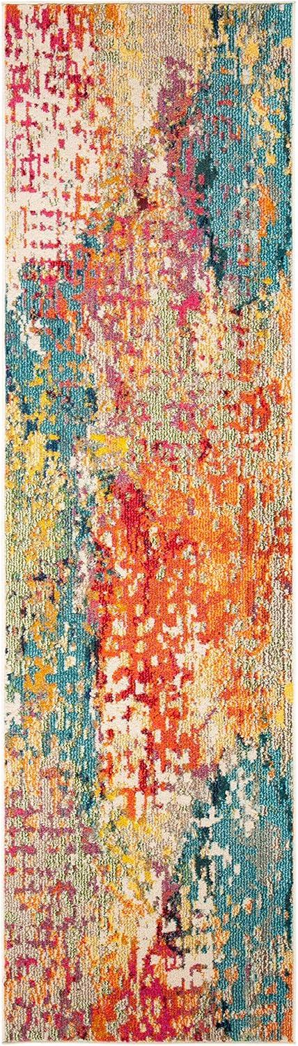 image:imageSAFAVIEH Madison Collection Area Rug 53 x 76 Ivory amp Multi Boho Abstract Distressed Design NonShedding amp Easy Care Ideal for High Traffic Areas in Living Room Bedroom MAD429CIvoryMulti