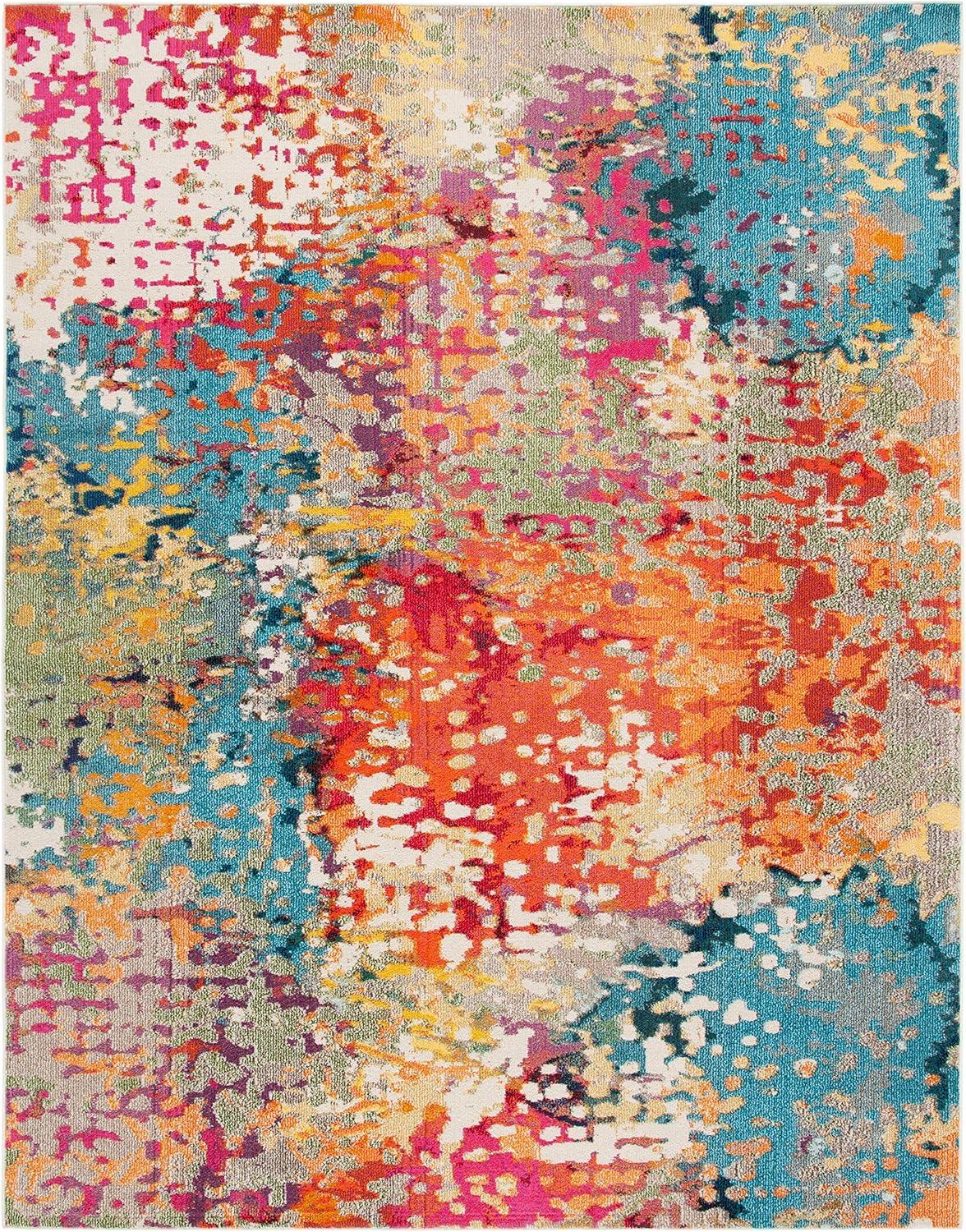 image:imageSAFAVIEH Madison Collection Area Rug 53 x 76 Ivory amp Multi Boho Abstract Distressed Design NonShedding amp Easy Care Ideal for High Traffic Areas in Living Room Bedroom MAD429CIvoryMulti