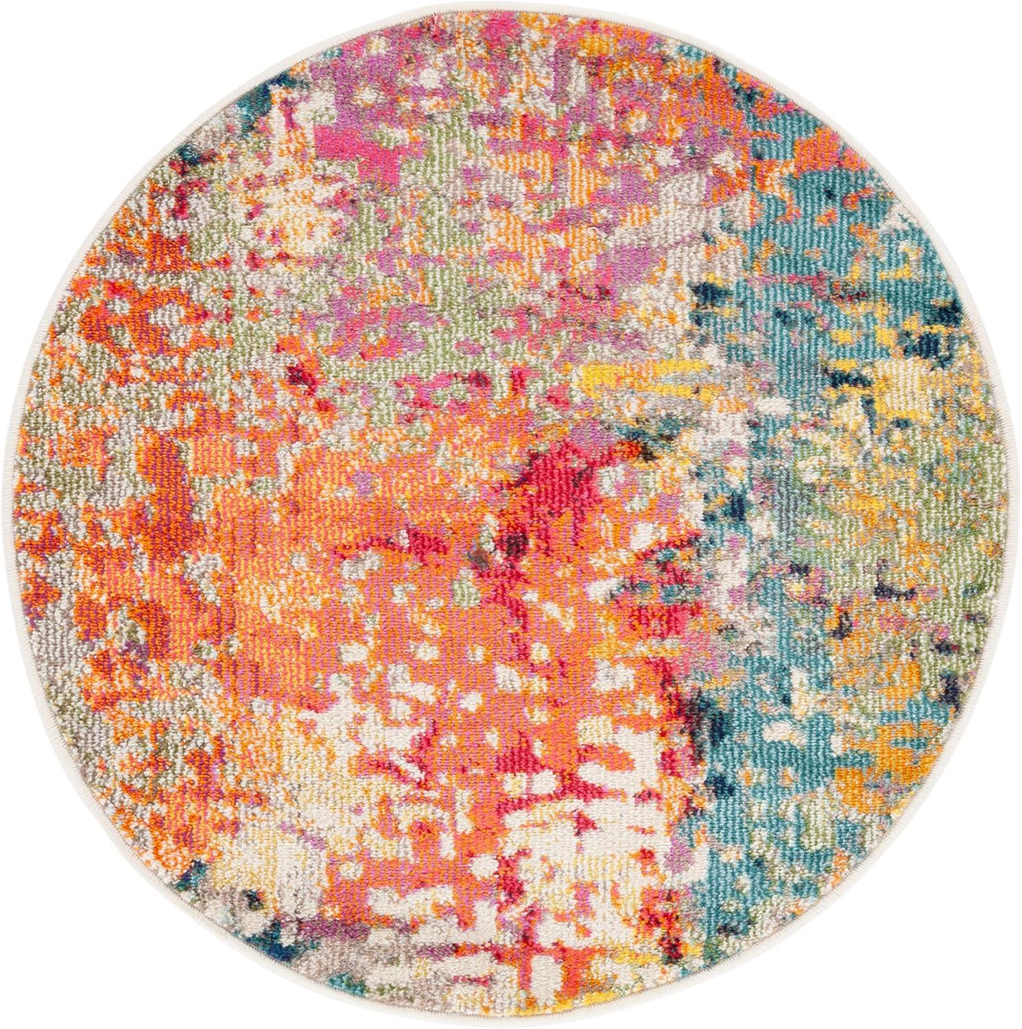 image:imageSAFAVIEH Madison Collection Area Rug 53 x 76 Ivory amp Multi Boho Abstract Distressed Design NonShedding amp Easy Care Ideal for High Traffic Areas in Living Room Bedroom MAD429CIvoryMulti