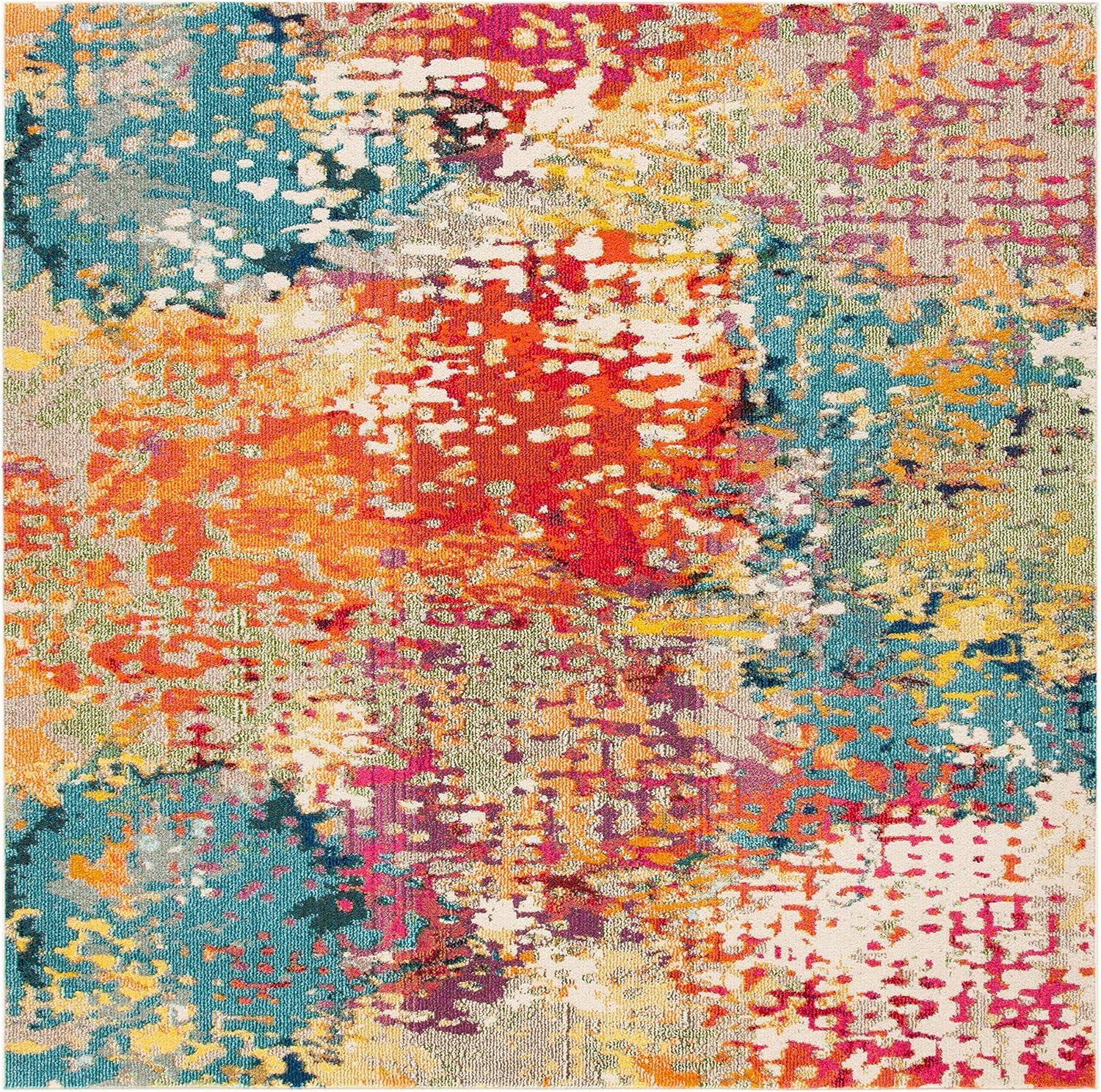 image:imageSAFAVIEH Madison Collection Area Rug 53 x 76 Ivory amp Multi Boho Abstract Distressed Design NonShedding amp Easy Care Ideal for High Traffic Areas in Living Room Bedroom MAD429CIvoryMulti