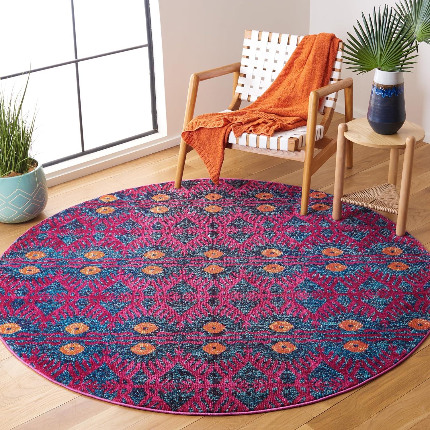 image:imageSAFAVIEH Monaco Collection Accent Rug 4 x 57 Pink amp Multi Boho Design NonShedding amp Easy Care Ideal for High Traffic Areas in Entryway Living Room Bedroom MNC213DPinkMulti